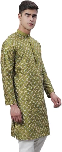 Men's Silk Blend Kurta with Multi Color embroidery4
