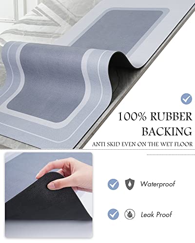Image of MontVoo-Bath Mat Rug Runner Long Bathroom Mat Non Slip Super Absorbent Stain Resistant Quick Dry Thin Bathroom Rug Fit Under Door-Bath Mats for Bathroom Floor Bathtub Vanity-Bathmat 17 inchx50 inch Blue
