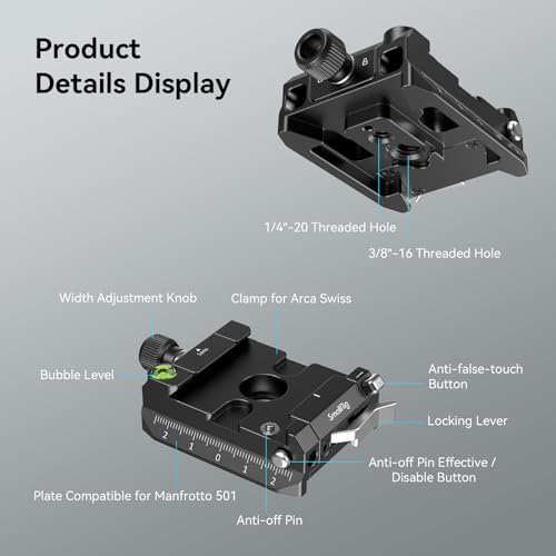 SMALLRIG Mount Plate Kit with Top Plate for Arca-Swiss and Bottom Plate for Manfrotto-Type, Compatible with DJI RS Series - 4234 - Image 2
