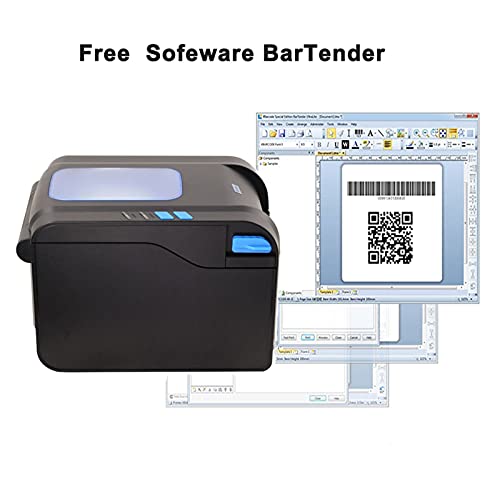 Image of Label Barcode Printer Thermal Receipt Label Printer Bar Code QR Code Sticker Machine 20mm-80mm Auto Stripping 370B(365B USB Port)