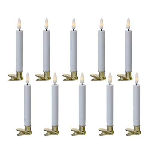 MARELIDA 10x LED Baumkerzen mit Clip warmweiße Flamme kabellose...