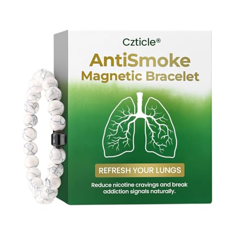 ZVLZVL Czticle Anti Smoke Magnetic Bracelet Smoking Cessation Bracelet for Women Men Czticle Anti Smoke Therapy Bracelet Helps Relief Anxiety Frustration Irritability (White)