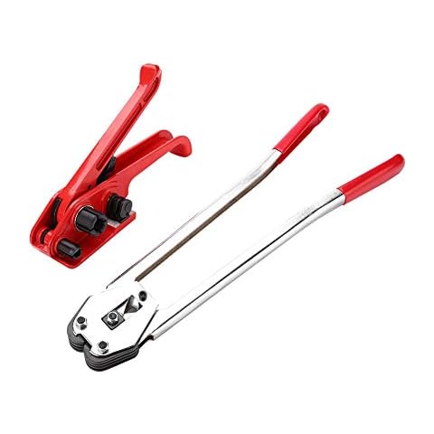 Polyester Banding Tool Kit, Poly Strapping Tensioner Cutter & Sealer Manual Packaging Strapping Packing Tool Kit for 1/2" -3/4" Width Polyproplyn and Polyester Plasticstrap Strapping Cover