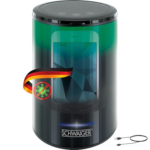 SCHWAIGER 661989 Ozon Sterilisator Desinfektionsgerät Ladegerät Bakterienentferner Virenentferner mit LED Beleuchtung Touchpad für Smartphone Schlüssel Geldbörse Brille