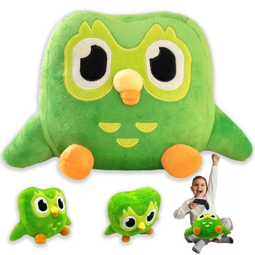 wiztex Búho Verde Peluche - 20 cm Duolingo Cartoon Owl Soft Toy Regalo para Niños y Fans para Halloween, Navidad y Fiesta de Cumpleaños
