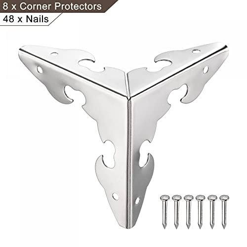Image of uxcell 30x30x30mm Metal Box Corner Protectors Edge Guard Silver Tone 8pcs