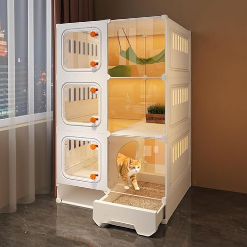 猫 ケージ トイレ付き 1/2/3段 大型 引き出し 猫ゲージ 通気性が良い 脱走防止 掃除しやすい 大きい キャットゲージ 取り外し可能 おしゃれ 猫用 室内猫小屋 快適なスペース 室内用 ペット用品 (70*45*123cm)