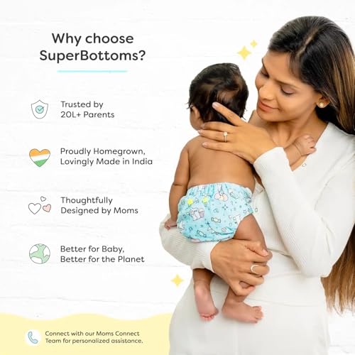 Image of SuperBottoms BASIC 100% Pure Cotton Langot for New Born 0-3 Months - Baby Gift Set for New Born - Pack of 6 - Fits Up To 5KG