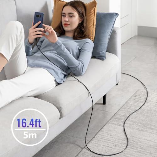 Image of Verilux PD 60W Type C to Type C Cable Fast Charging 5M /16.4FT, 480Mbps Data Cable C Type Fast Charging Nylon Braided C Type Charger Cable for iPhone 17 /17 Pro /17 Pro Max /16 /15, Galaxy S25 /S24 /S23