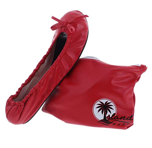 Women's Foldable Ballet Flats Travel Shoes with Carrying Clutch Case - Main Image