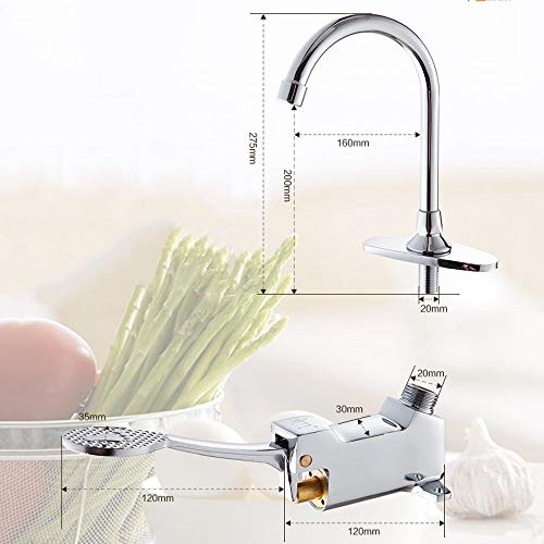 Robinet mitigeur de cuisine entièrement en cuivre à commande au pied