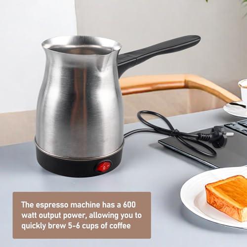 Image of Electric Turkish Coffee Maker, 800 Ml 800 W Stainless Steel Turkish Coffee Maker, Stainless Steel Coffee Maker, Electric Coffee Maker for Home, Office, Camping, Stainless Steel