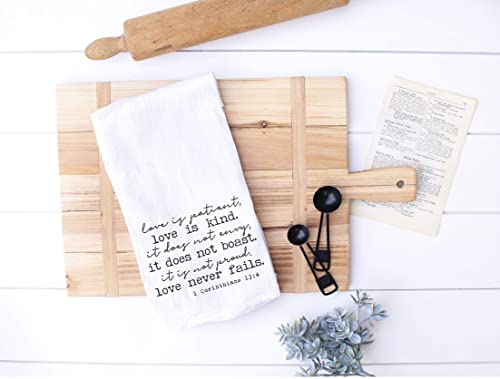 Handmade Valentines Kitchen Towels - Love Is Patient Love Is Kind Christian Scripture - 100% Cotton Dish Towels For Valentine's Day With Girlfriends - Valentine Hostess Gift #TOP6
