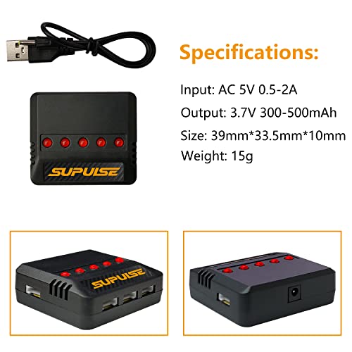 Supulse Lipo Battery Charger Dc 3.7V 1S 1 Cell Rc Charger Micro 5 Ports Compact Charger With Led Indicator Mini Size Lipo Charger Usb Lipo Charger #TOP2