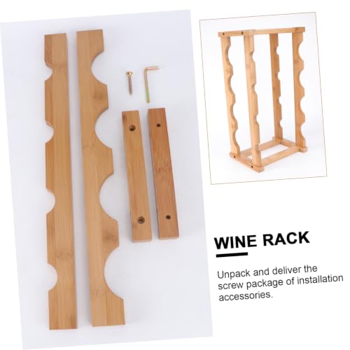 Estante para botellas de vino de madera color caqui miniatura 3