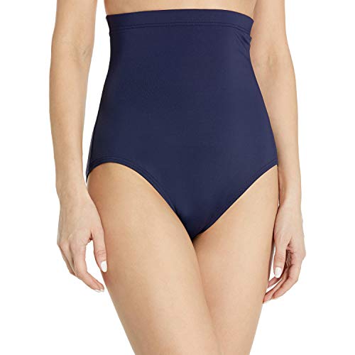 Anne Cole Women's Color Blast Solids Super High Waist Shape Control Bikini Bottom, Navy, Large