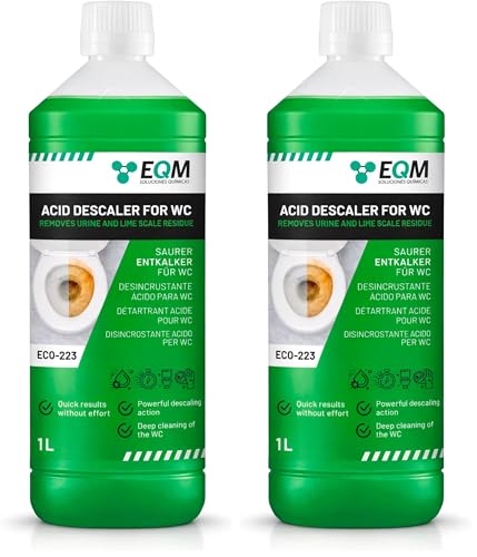 EQM Détartrant Acide WC 1L - Élimine Tartre, Calcaire et Rouille - Nettoyant WC Puissant - Sanitaires et Toilettes - Formule Acide Haute Performance (Lot de 2)
