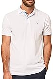 Gerippte Bündchen Hackett London Herren Poloshirt mit Webkante Polohemd, weiß, L