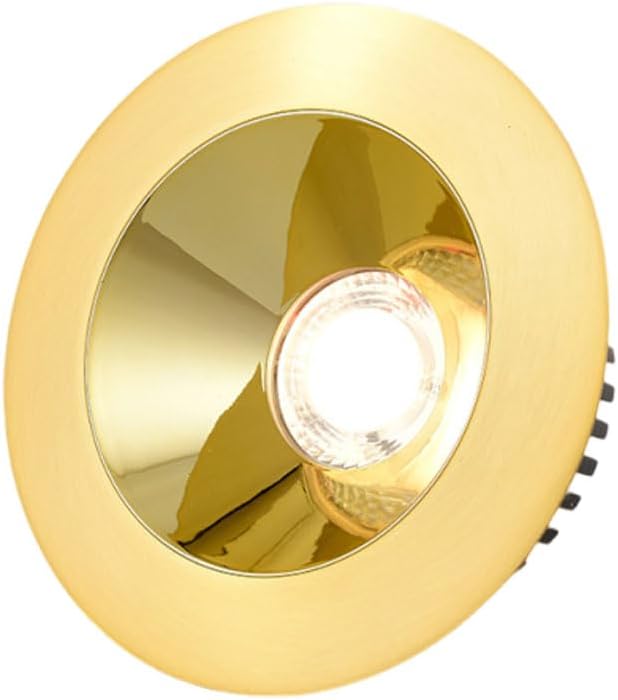 10W Round Downlight, Flush Mount Brass Finish Spotlight, LED Dimmable Recessed Light Fixtures, 3 Color Temperature Adjustable Downlight, CRI 90+ Lighting Fixtures
