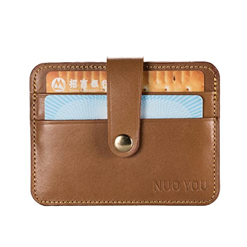 Nuoyou Handmade Genuine Leather Card Case Slim Handy Gift Rfid Blocking Card Holder Minimalist Wallet For Men & Women Front Pocket Credit Card Holder (Light Brown) #TOP1