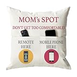 AVOIN colorlife Gifts for Mum 2 Pockets Throw Pillow Cover, 18 x 18 Inch Birthday Holiday Cushion Case Decoration Mum's Spot for Sofa Couch
