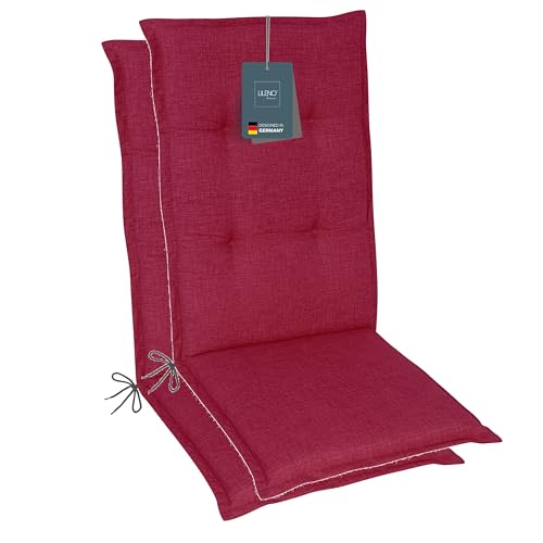 LILENO HOME Gartenstuhl Auflagen als [2er Set - Hochlehner] in Bordeaux - Bequeme Liegen als...