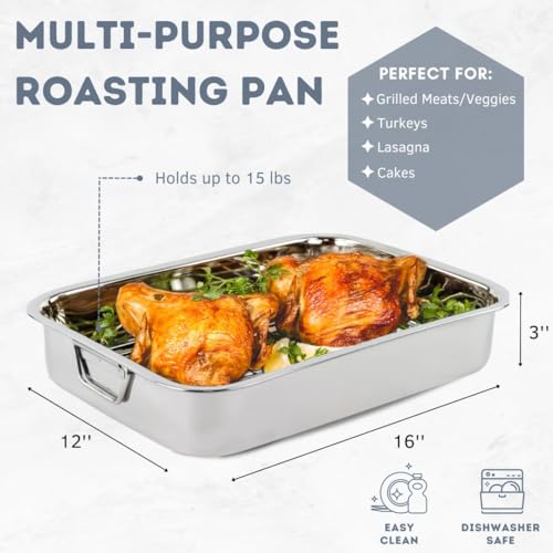 Lexi Home Stainless Steel Lasagna Roasting Pan