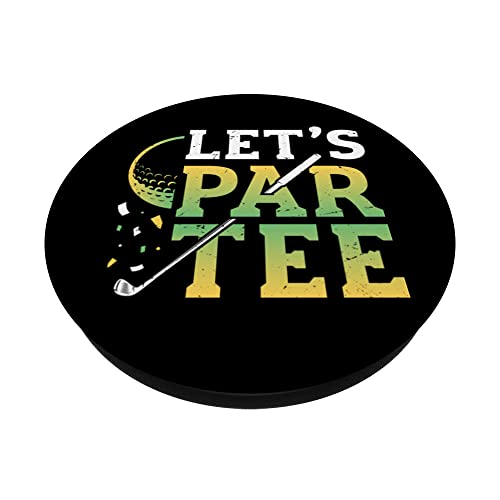 Lets Par Tee Golfer Funny Golf Club PopSockets Swappable PopGrip, Black - Image 2