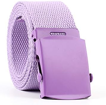 Womens Canvas Belts Nylon Military Tactical Wrap Belt With Medal Buckle Candy color for Men /Women (130CM, purple)