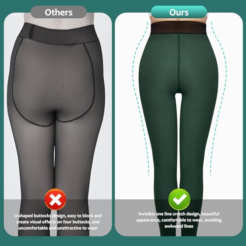 Image of UISLII Fleece Lined Tights Women, Warm Pantyhose leggings Women,Fake Translucent Thermal Skin Colored Tights for Winter