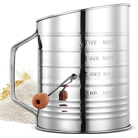 COZHYESS 5 Cup Stainless Steel Flour Sifter Cover