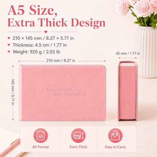 Carnet de notes A5 vert brique de 720 pages, idée cadeau pour bureau et école