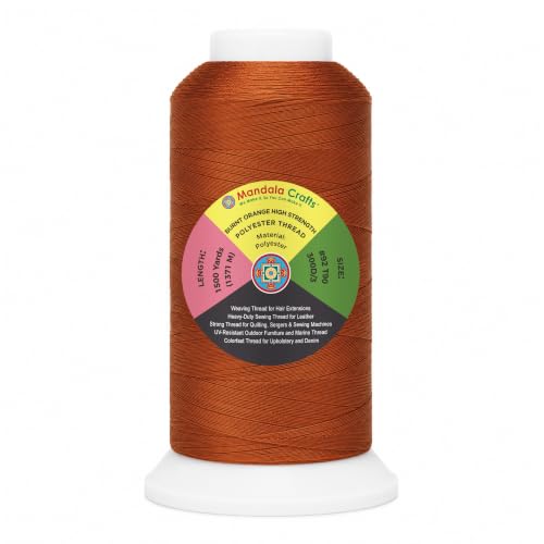 Mandala Crafts Burnt Orange Tex 90 Upholstery Polyester Heavy Duty Thread