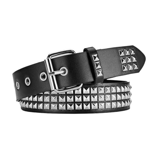 Ceinture rivet punk Y2K en cuir et métal pour style rock homme et femme