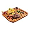 Wooden Steak Plates Include 2 Sauce Cups Wood Steak Board Set Serving Tray for Food Meat Cutting Board with Juice Groove Charcuterie Board Platter for Home