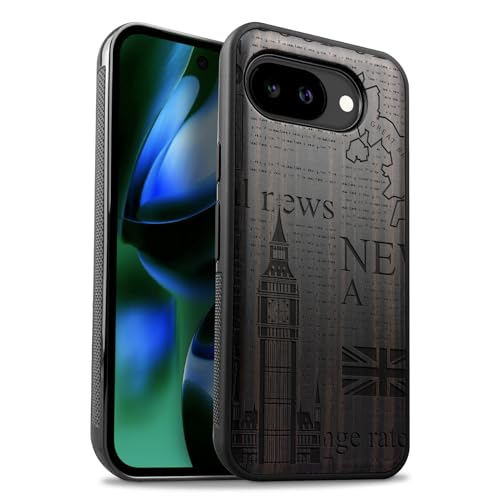 Étui bois Pixel 10a Carveit haut de gamme gravé Union Jack magnétique TPU