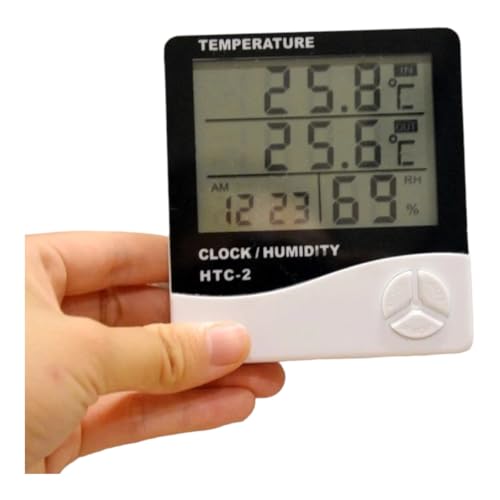 Termohigrômetro com Sensor Externo, Relógio, Umidade, Temperatura Interna e Externa + Certificado de