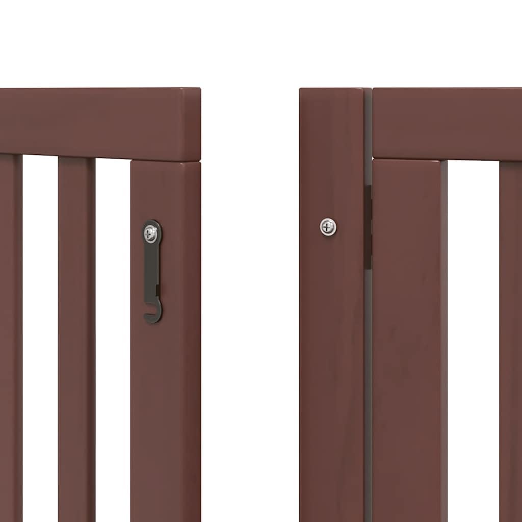 Cancelletto per cani, 450 cm, in legno di pioppo, pieghevole, per esterni e interni, salvaspazio, 9 pezzi, colore: marrone