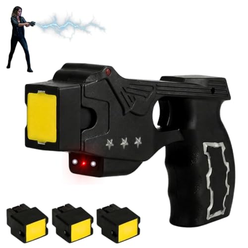 Stun Fry Heavy Duty Stun Gun with LED Flashlight, 15 Foot Range, 1.80 µC Painful, Rechargeable Self...