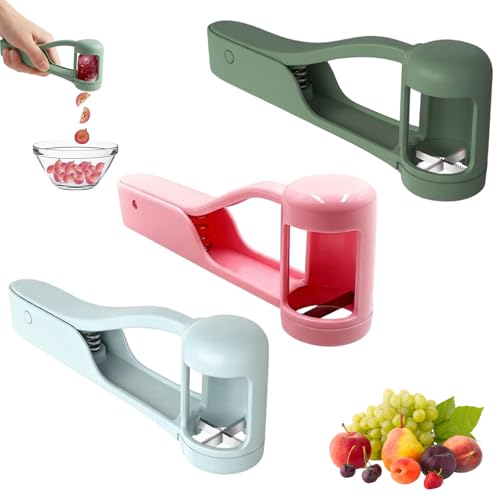 3-Piece Grape Cutter Multi Fruit Slicers Stainless Steel Quarter & One-Half Strawberry Cutter for Quick Meal Prep and Outdoor Picnics Cherry Strawberry Tomato Olive