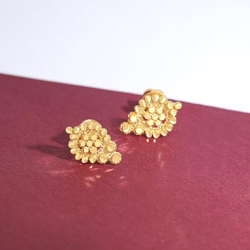 Malabar Gold & Diamonds 22k Yellow Gold Earrings for Women and Girls | 22 kt (916) BIS Hallmark Gold Stud Earrings for Birthday, Anniversary & Festive Gift - Image 2