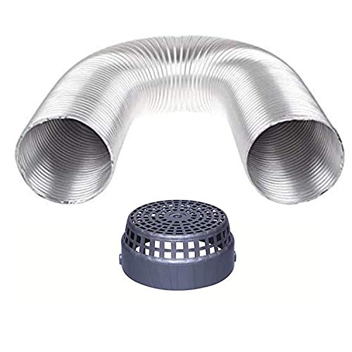 Image of 6 Inch 6ft Flexible Aluminum Duct Pipe for Kitchen Chimney | Complete Installation Kit with Free Cowl Cover, 2m Tape, and Clamp | Fits Various Chimney Brands, Silver (6 inch /150mm diameter,
