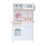 Teamson Kids Little Chef Boston Kids Play Kitchen, Toddler Pretend Play Set with Accessories, White/ Wood