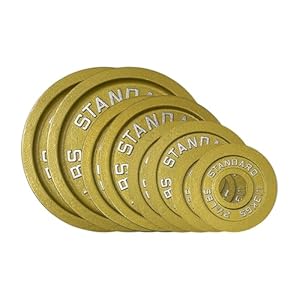Gold Finish Olympic Steel Plates – Pairs and Sets 2 Inch Barbell Standard in Premium Gold for Weight Lifting