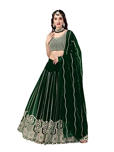 Lehenga Choli traditionnel vert foncé pour briller lors de vos mariages et soirées