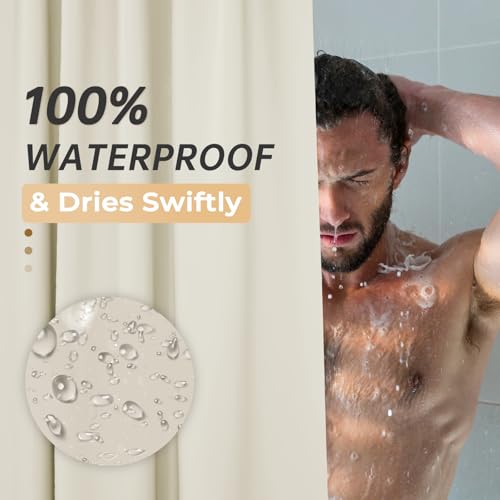 Image of AmazerBath Stall Shower Curtain 36x72, Beige Shower Curtain Plastic, Small Shower Curtain Liner Cream Heavy Duty Thick PEVA, Walk in Shower Liner with 2 Weighted Stones and 6 Grommet Holes