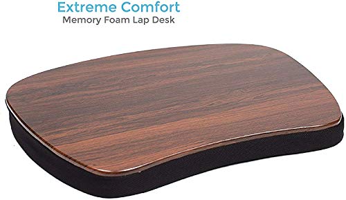 Sofia + Sam Oversized Lap Desk With Memory Foam Cushion | Wood Top And Large Size | Fits Laptops Up To 17" | | Brown And Black | Portable Home Office Stand | Work From Home #TOP4