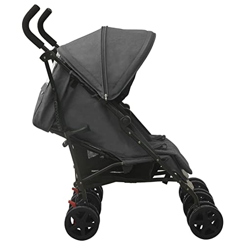 Atlojoys Geschwisterwagen, Kinderwagen, für Babys und Kinder, Anthrazit Stahl