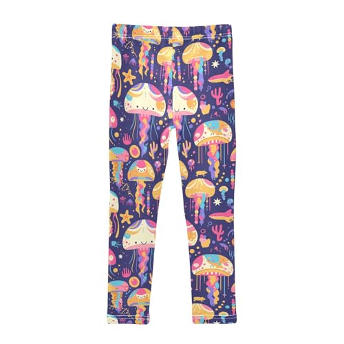 KLL Colorful Jellyfish Toddler Baby Girl Basic Leggings Stretch High Waisted Athleisure Pants Running2