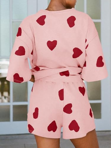 Image of Tankaneo Womens Pajama Sets 3 /4 Sleeve Oversized Tops & Loose Fit Shorts Lounge Set with Pockets Loungewear